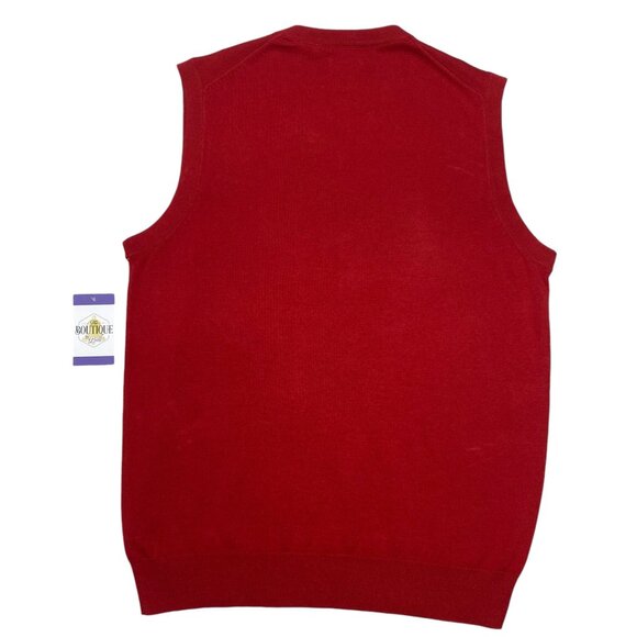 Chaps Mens M Red Sleeveless V-Neck Sweater Vest Embroidered Logo Preppy Casual - Picture 6 of 16